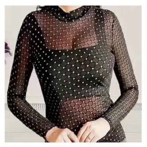 Black Sheer Long Sleeve Top